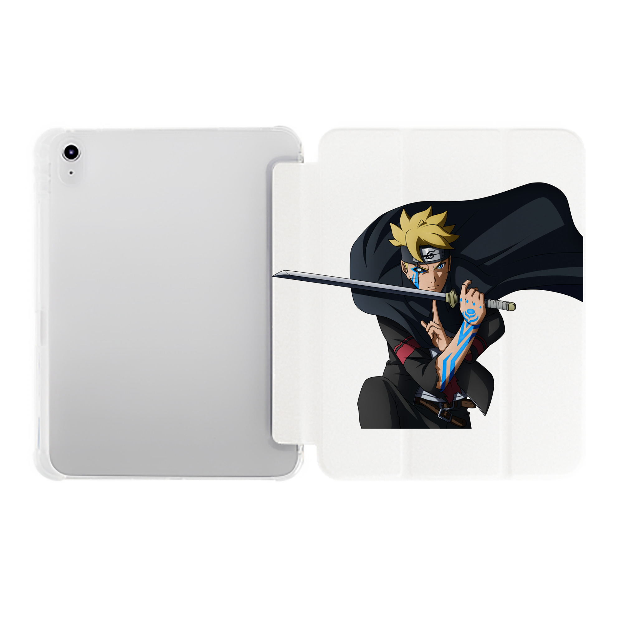 （画像用） NARUTO -ナルト- うずまき ボルト Uzumaki Boruto IPad ケース ペン収納付き 三つ折りスタンド PUレザー×シリコン 対応機種9.5/10.5/10.9インチ